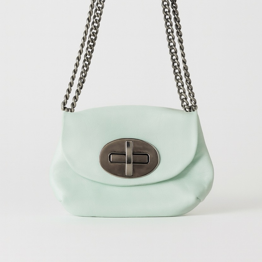 Vintage Stuart Weitzman Mint Green Leather Shoulder Bag or Crossbody- 2010s